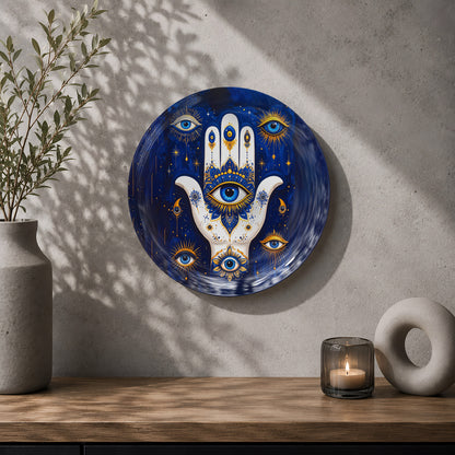 Mystic Hamsa – Evil Eye Protection Ceramic Wall Plate