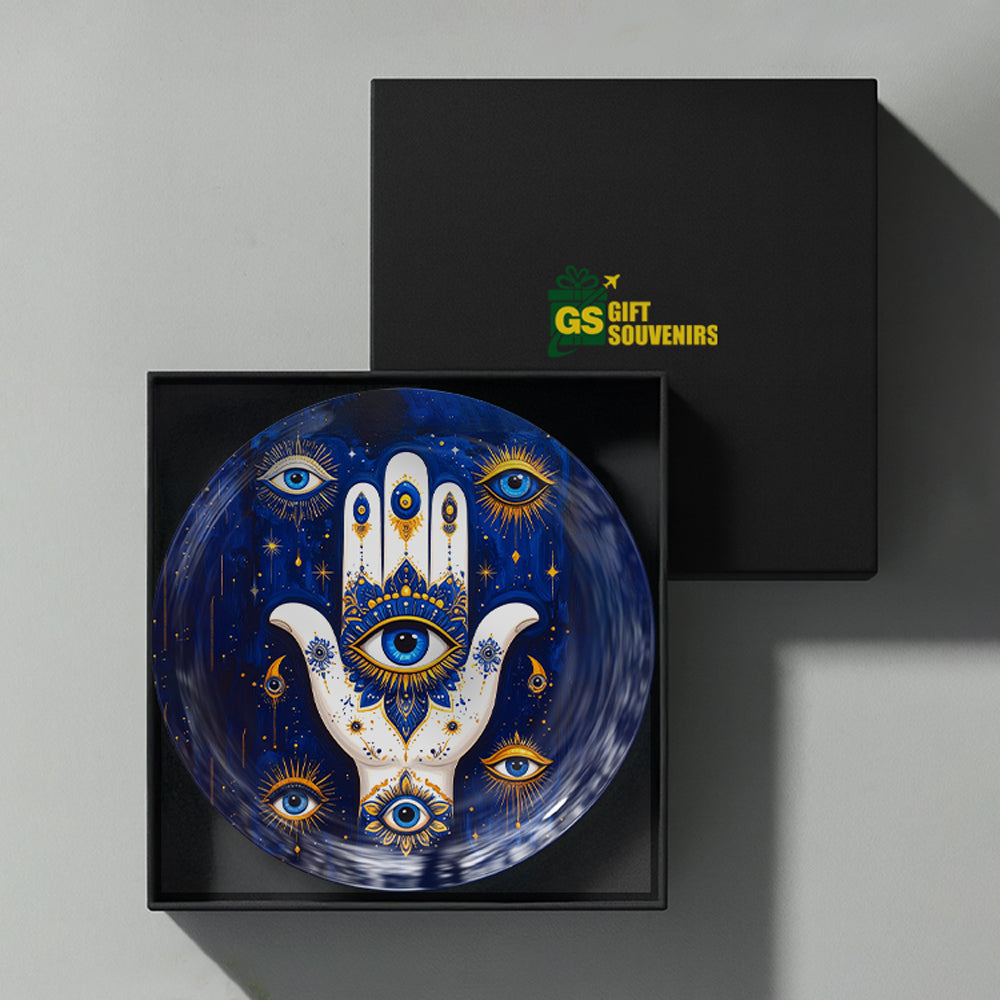 Mystic Hamsa – Evil Eye Protection Ceramic Wall Plate