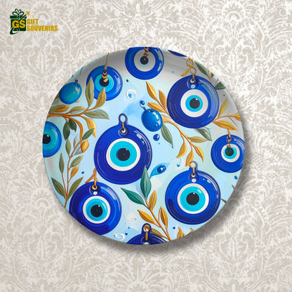 Nazar Garden – Evil Eye Botanical Ceramic Wall Plate