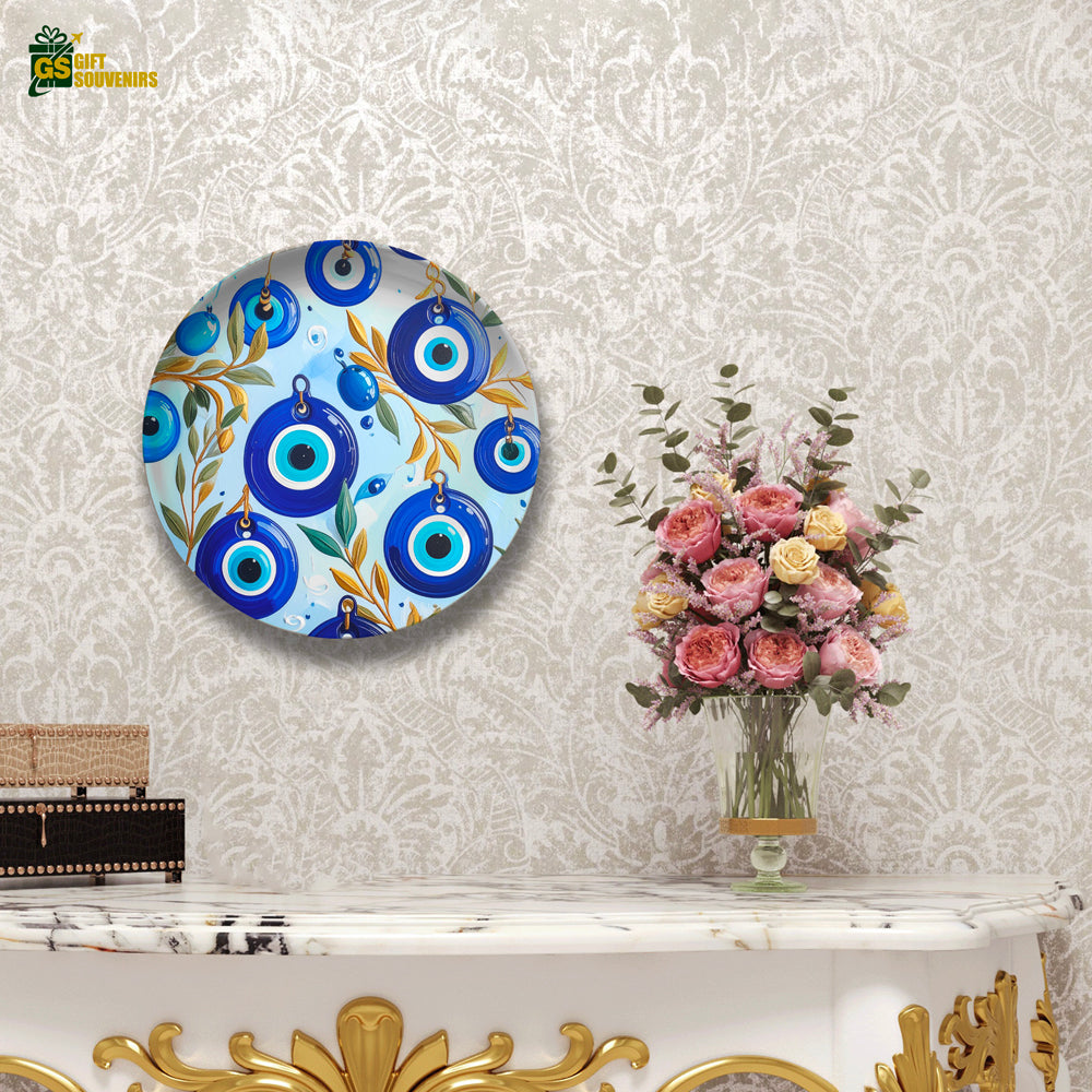 Nazar Garden – Evil Eye Botanical Ceramic Wall Plate