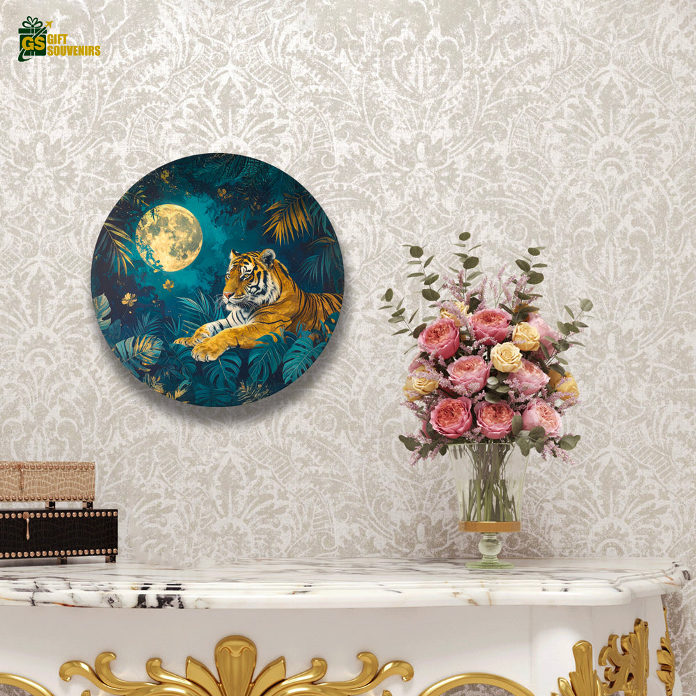 Moonlit Tiger Majesty – Wildlife Ceramic Wall Plate