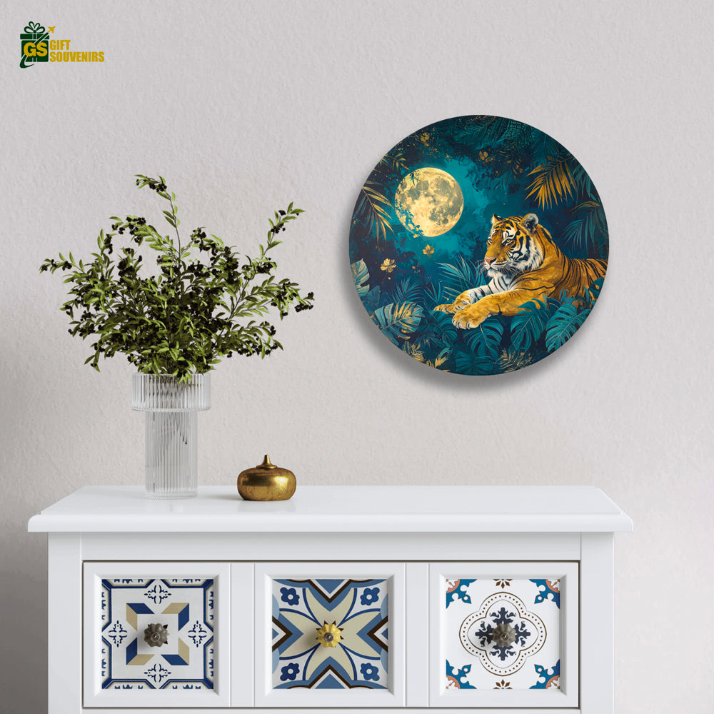 Moonlit Tiger Majesty – Wildlife Ceramic Wall Plate