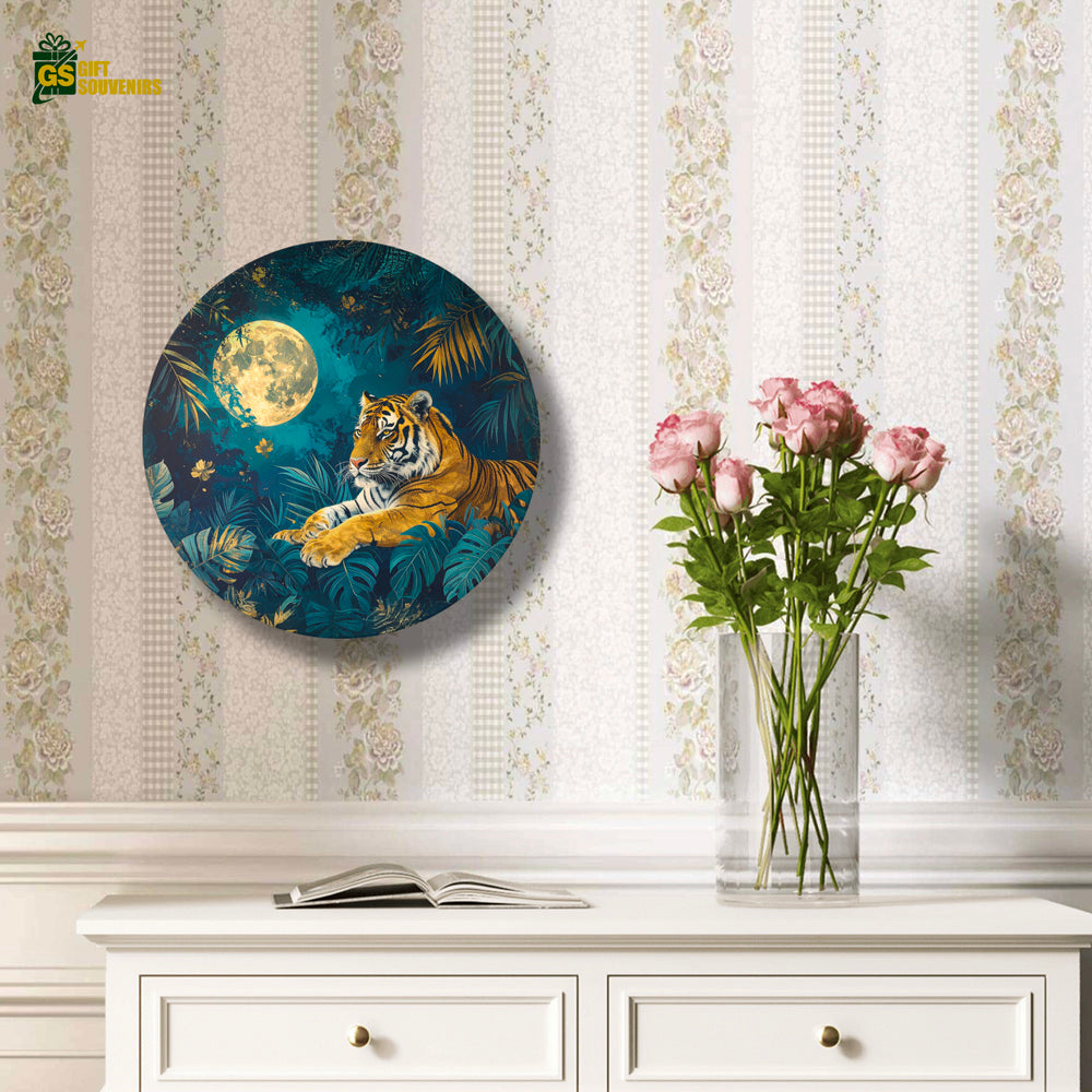 Moonlit Tiger Majesty – Wildlife Ceramic Wall Plate