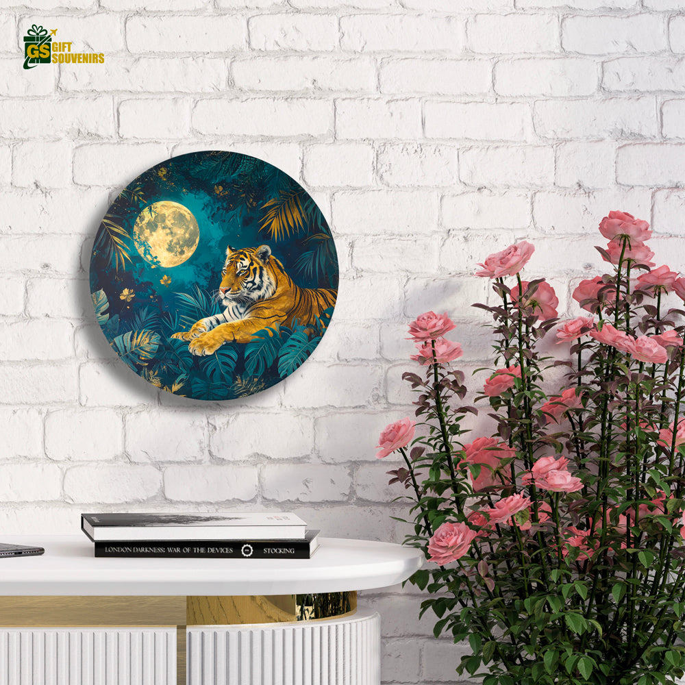 Moonlit Tiger Majesty – Wildlife Ceramic Wall Plate