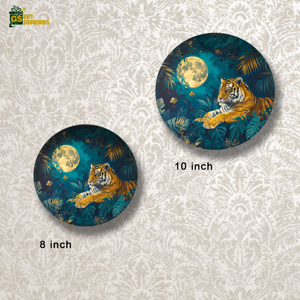 Moonlit Tiger Majesty – Wildlife Ceramic Wall Plate