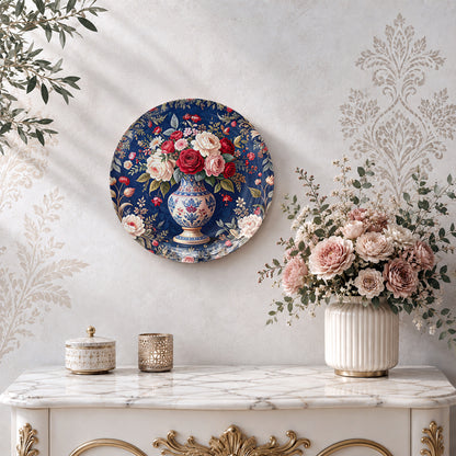Vintage rose ceramic wall plate souvenir for elegant classic home décor and gifting
