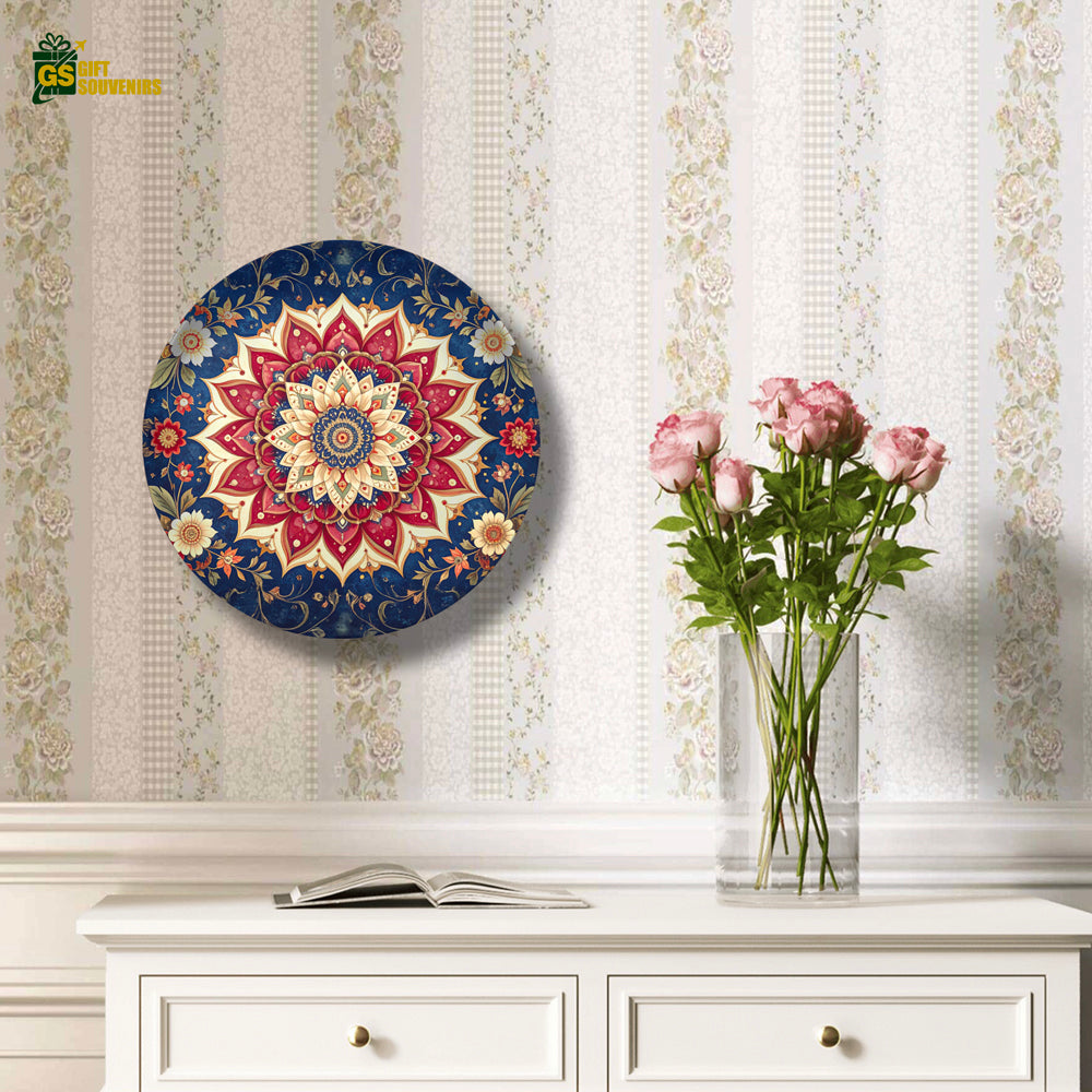 Royal Mandala Bloom – Floral Art Ceramic Wall Plate