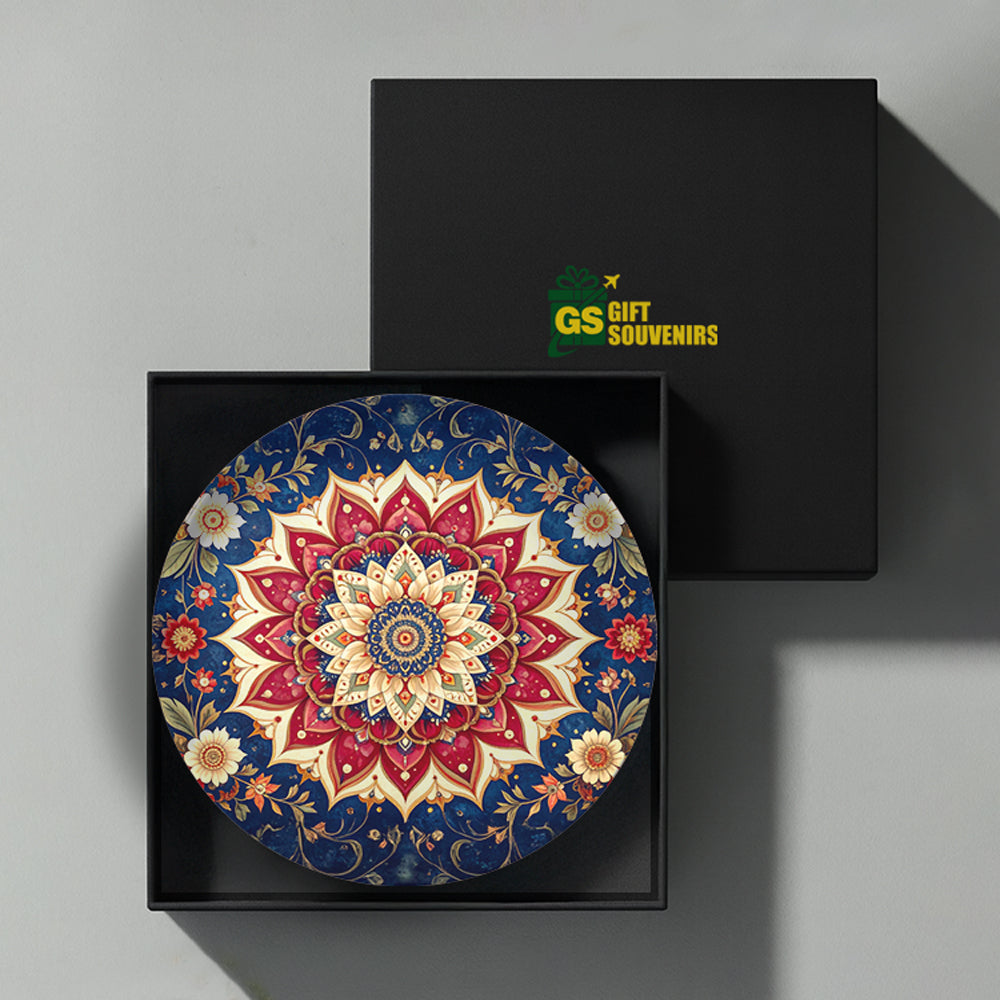 Royal Mandala Bloom – Floral Art Ceramic Wall Plate