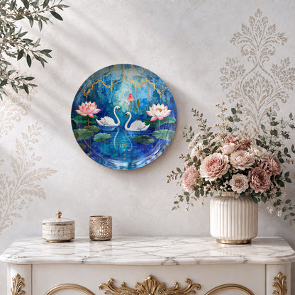 Lotus Reverie – Twin Swans Ceramic Wall Plate