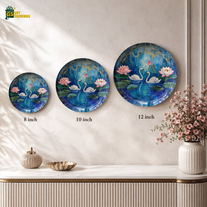 Lotus Reverie – Twin Swans Ceramic Wall Plate