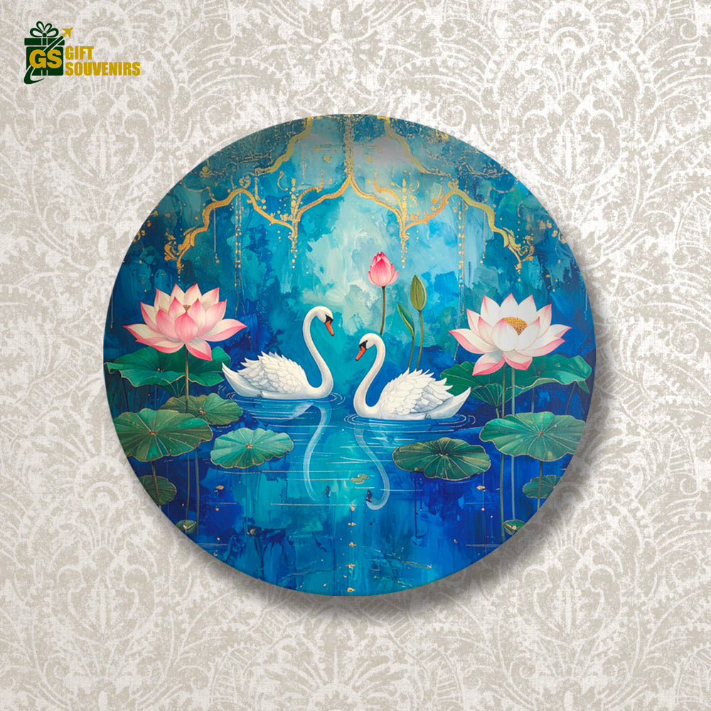 Lotus Reverie – Twin Swans Ceramic Wall Plate