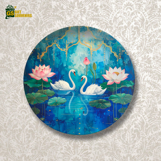 Lotus Reverie – Twin Swans Ceramic Wall Plate