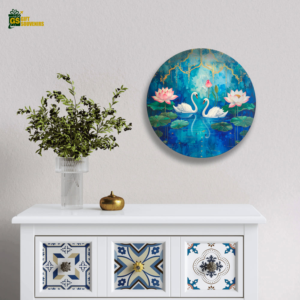 Lotus Reverie – Twin Swans Ceramic Wall Plate