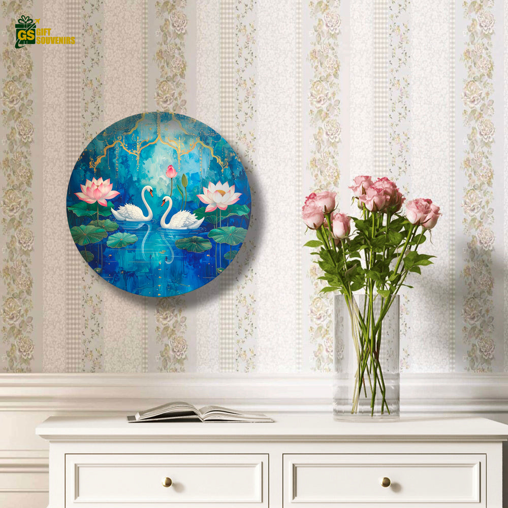 Lotus Reverie – Twin Swans Ceramic Wall Plate