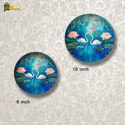 Lotus Reverie – Twin Swans Ceramic Wall Plate