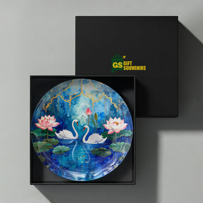 Lotus Reverie – Twin Swans Ceramic Wall Plate