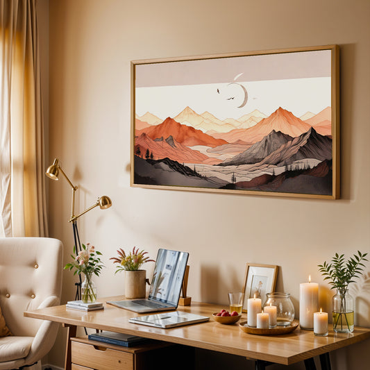Valley of Stillness – Ladakh Inspired Minimilstic Canvas Wall Art