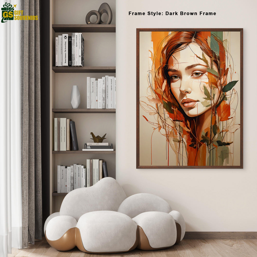 The Serene Gaze – Modern Portrait with Botanical Accents
