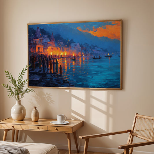 Eternal Flames of Varanasi – Ganga Aarti Canvas Wall Art
