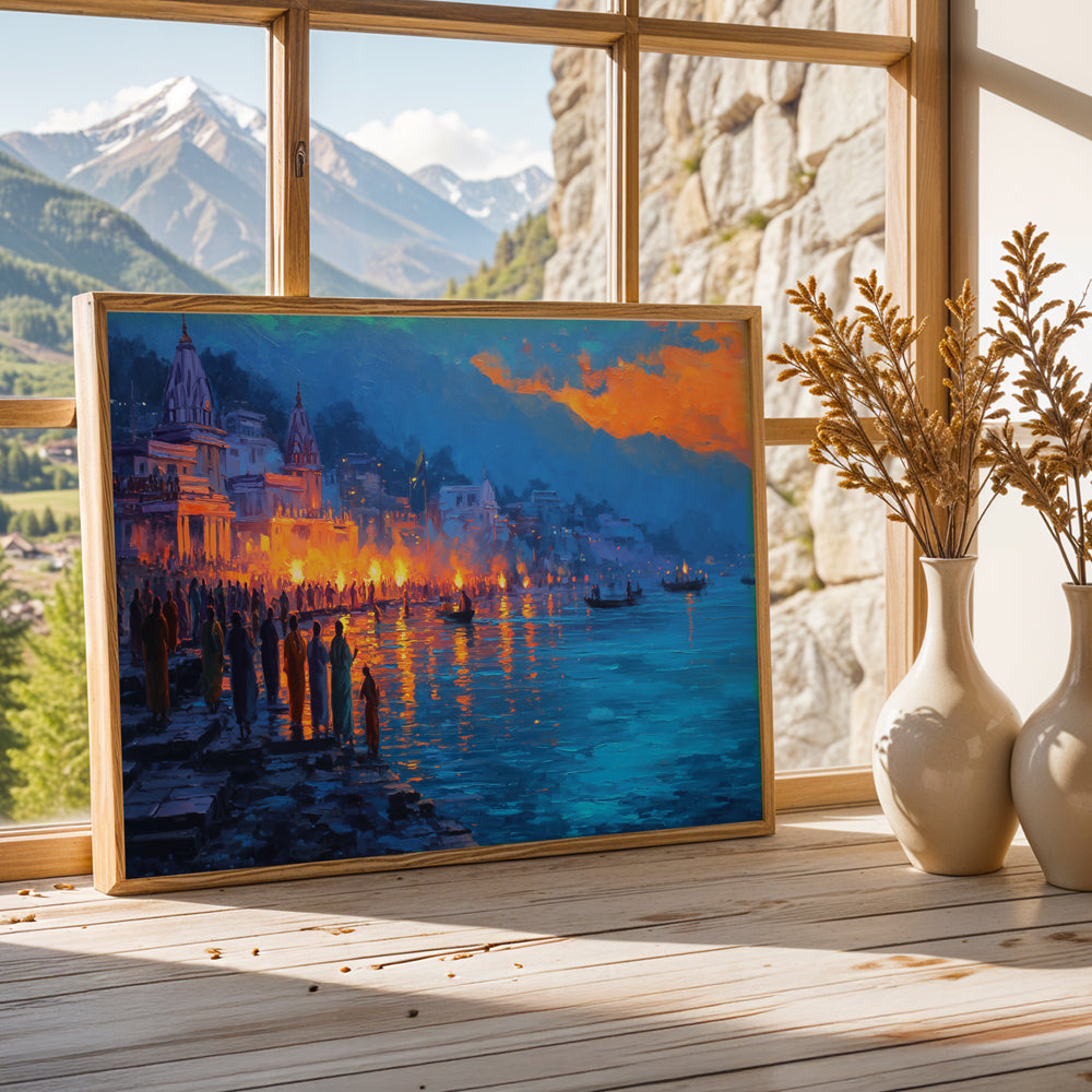 Eternal Flames of Varanasi – Ganga Aarti Canvas Wall Art