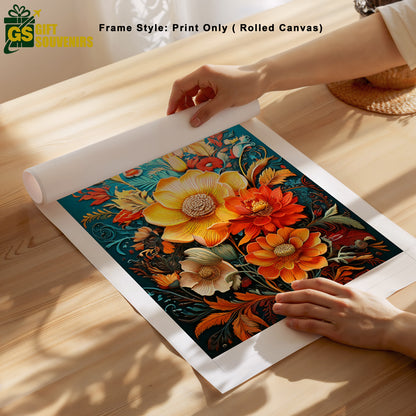 Royal Bloom – Majestic Floral Canvas Wall Art