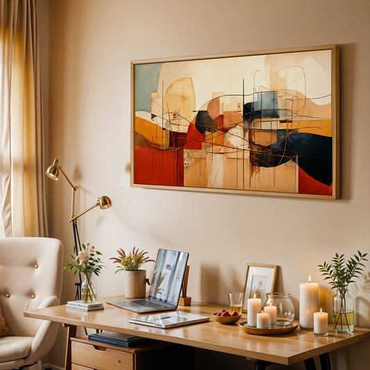 Urban Echoes – An Abstract Dance of Lines and Hues Canvas Wall Art