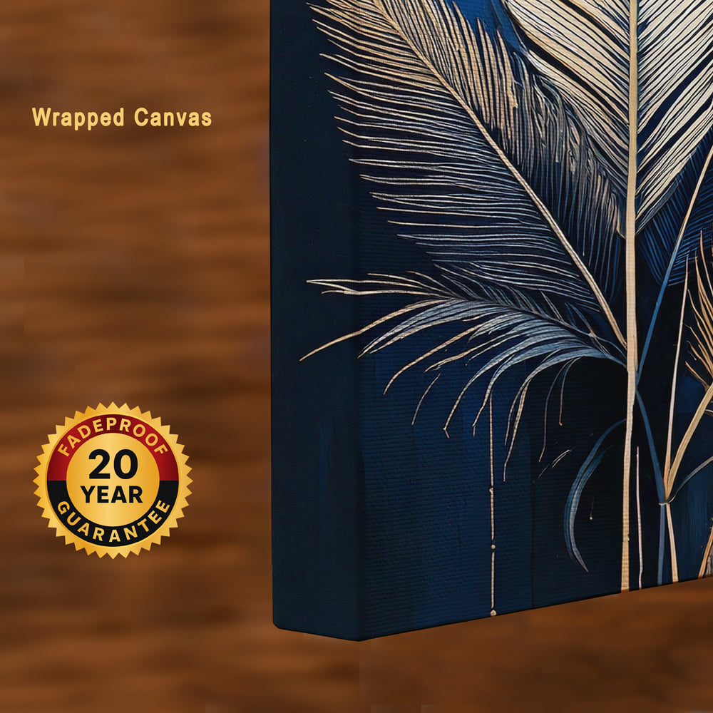 Sapphire Elegance – Regal Botanical Canvas Wall Art