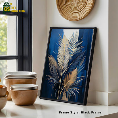 Sapphire Elegance – Regal Botanical Canvas Wall Art