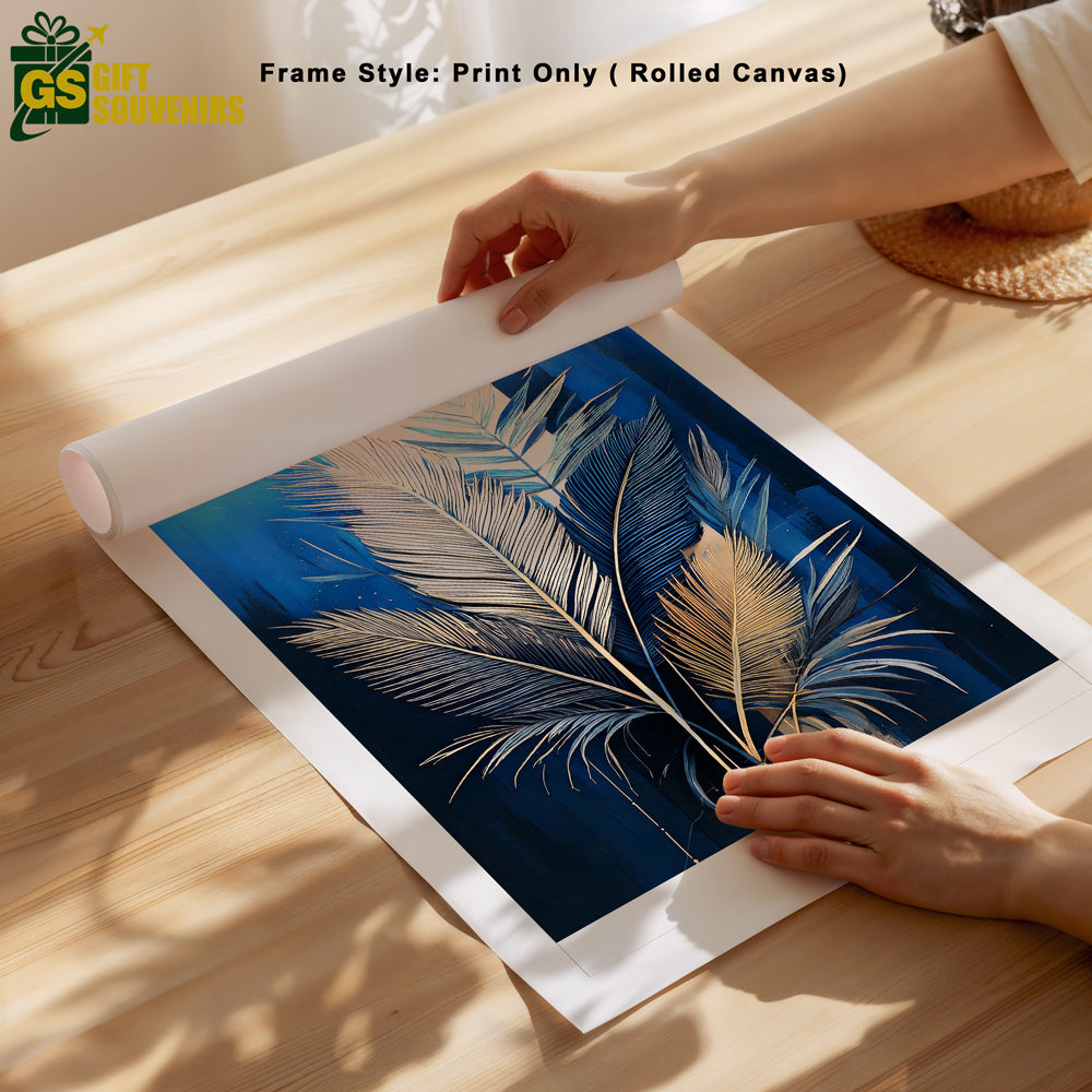 Sapphire Elegance – Regal Botanical Canvas Wall Art