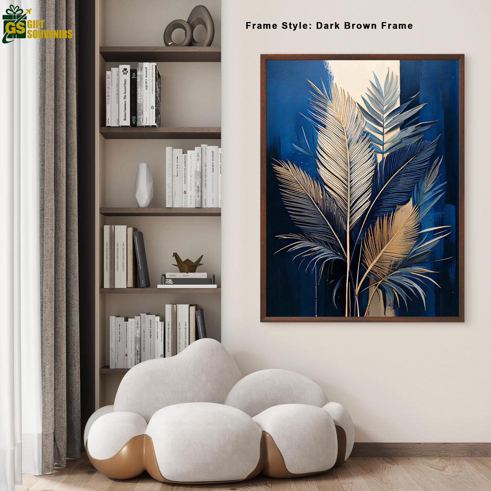 Sapphire Elegance – Regal Botanical Canvas Wall Art