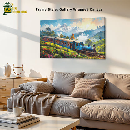 Tracks of Tranquility – Ooty’s Iconic Train in Blooming Valleys Canvas Wall Art