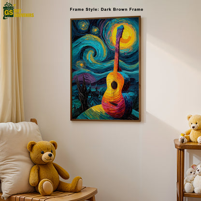 Music and starlight canvas wall décor – modern art print by GiftSouvenirs.in