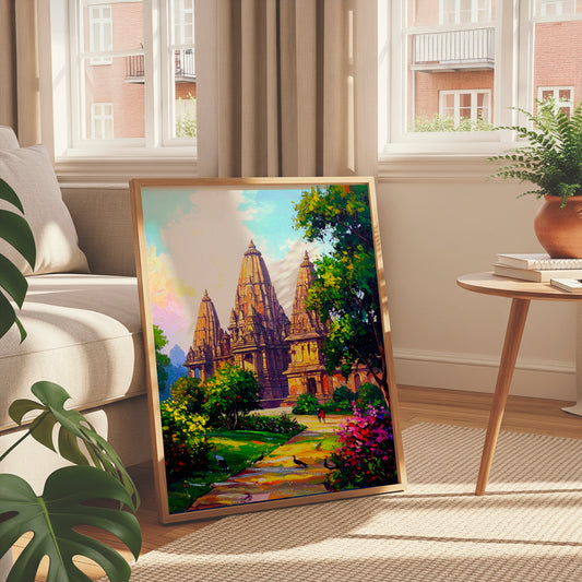 Sacred Splendor – Inspired by India’s Khajuraho Temple Canvas Wall Art