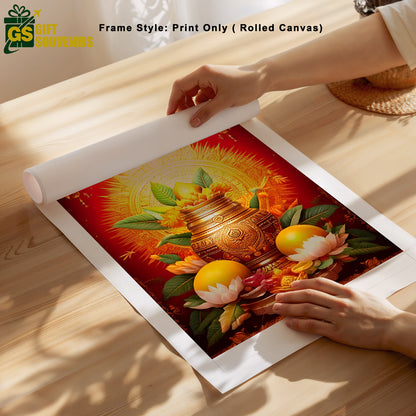 Divine Abundance – Kalash Sacred Canvas Wall Art