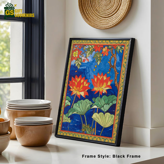 Sacred Serenity – Lotus Harmony Pichwai Inspired Canvas Wall Art