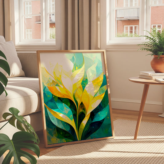Verdant Rise – Abstract Botanical Harmony Canvas Wall Art