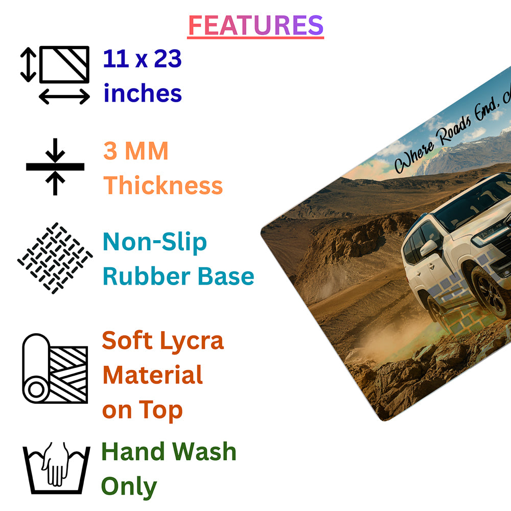 Where Roads End, Adventure Begins – Land Cruiser Desk Pad | Desk Mat