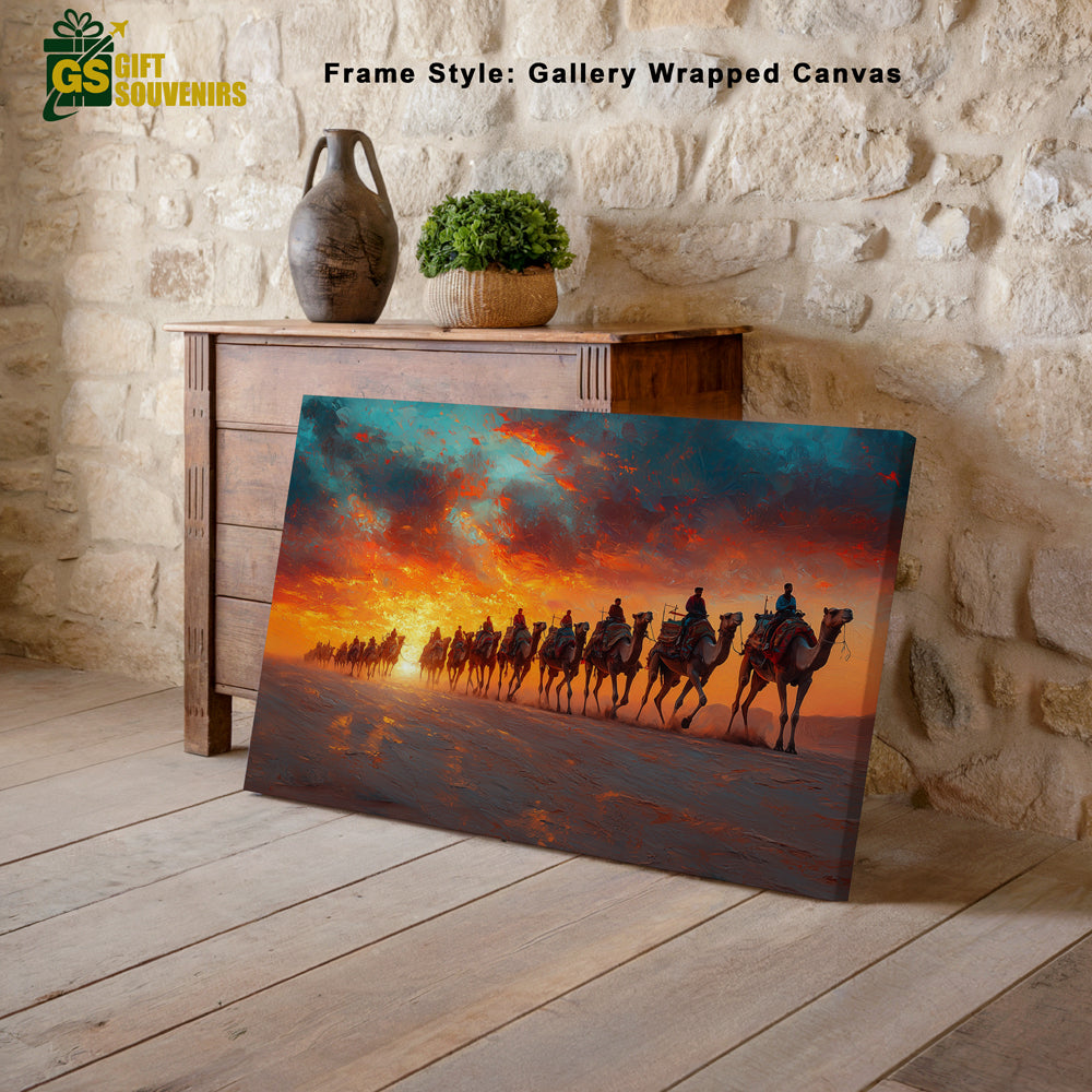 Journey Through the Dunes – Desert Sunset Canvas Wall Art