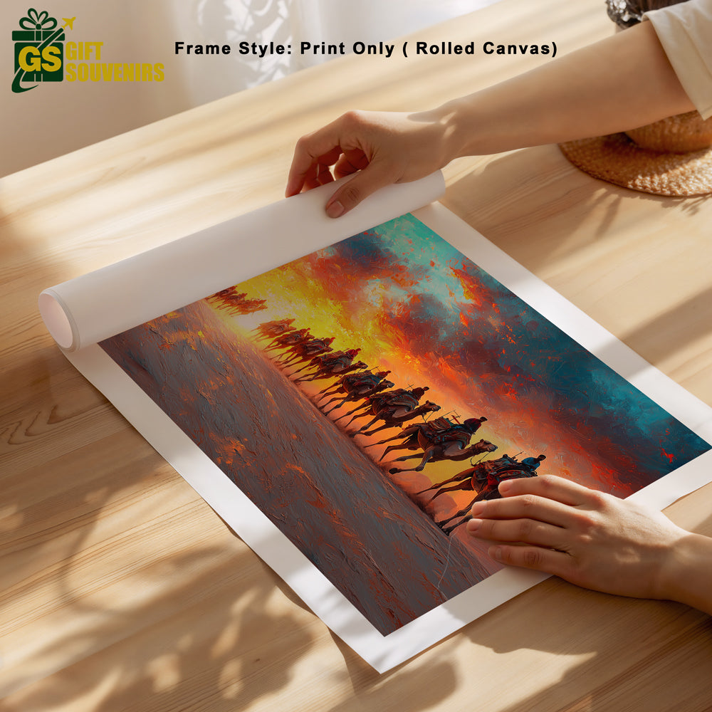 Journey Through the Dunes – Desert Sunset Canvas Wall Art