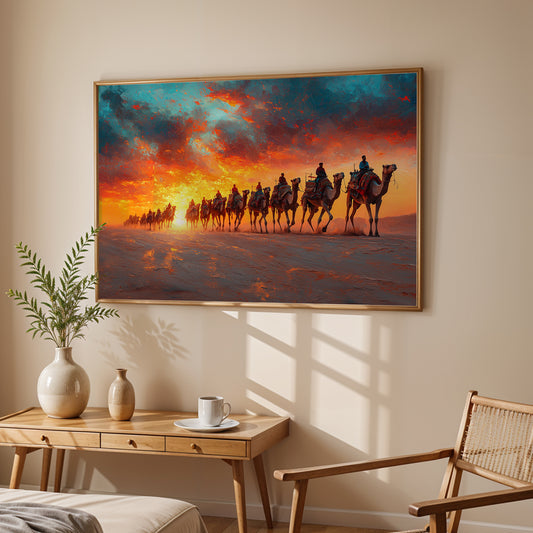 Journey Through the Dunes – Desert Sunset Canvas Wall Art