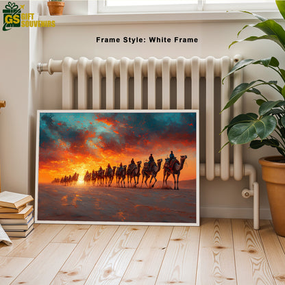 Journey Through the Dunes – Desert Sunset Canvas Wall Art