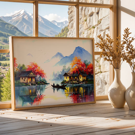 Serene Reflections – Tranquil Riverside Canvas Wall Art