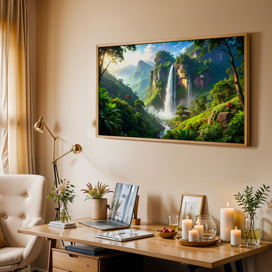 Flow of Abundance – Vaastu Waterfall & Prosperity Canvas Wall Art