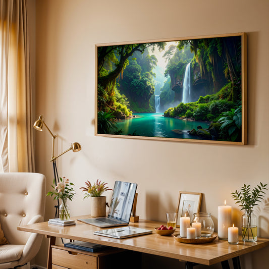 Eternal Flow – Vaastu Waterfall Prosperity Canvas Wall Art