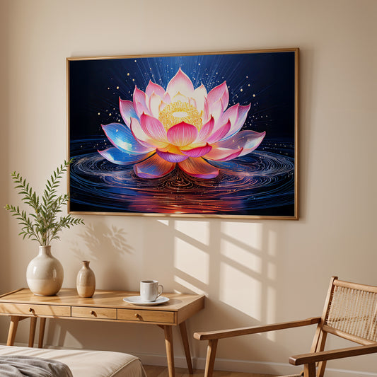 Roots & Radiance – A Contemporary Lotus Canvas Wall Art