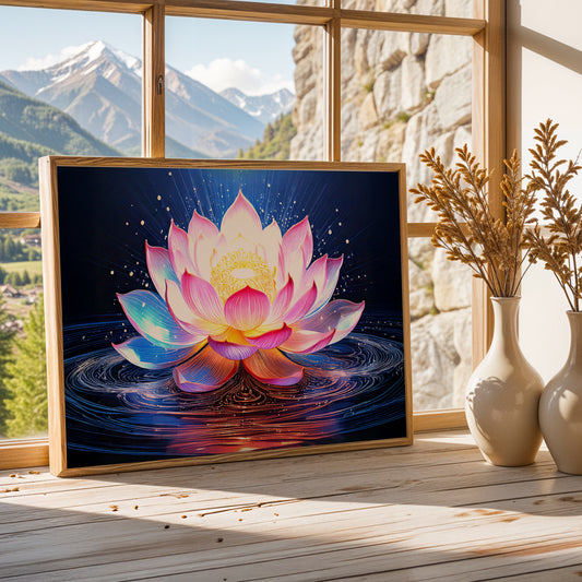 Roots & Radiance – A Contemporary Lotus Canvas Wall Art