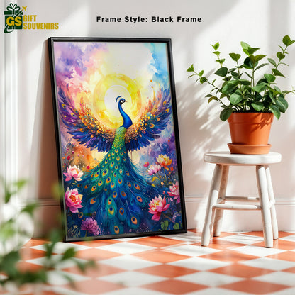 Radiant Rise – Peacock Prosperity Canvas Wall Art