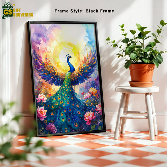 Radiant Rise – Peacock Prosperity Canvas Wall Art