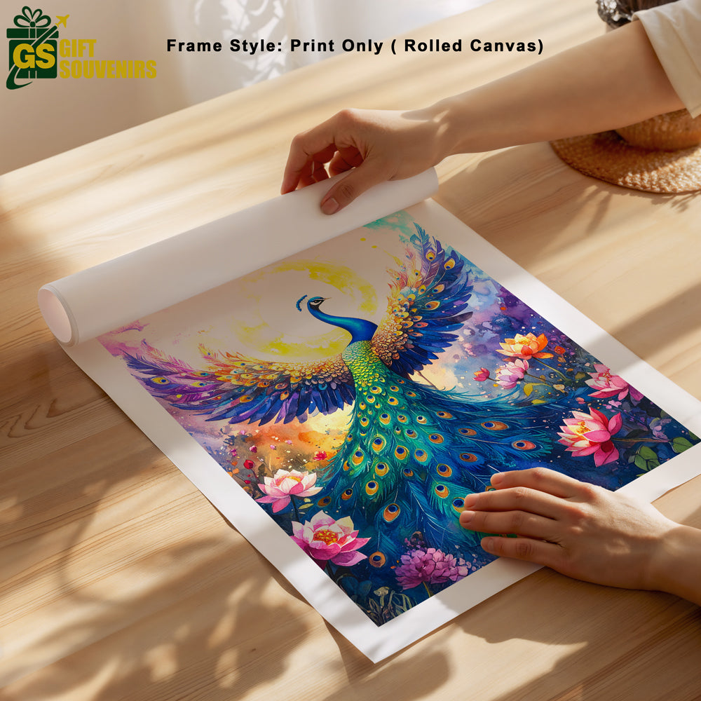 Radiant Rise – Peacock Prosperity Canvas Wall Art