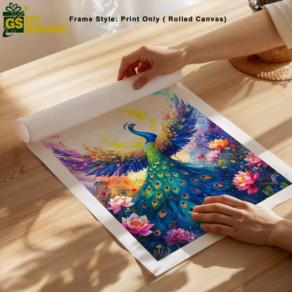 Radiant Rise – Peacock Prosperity Canvas Wall Art
